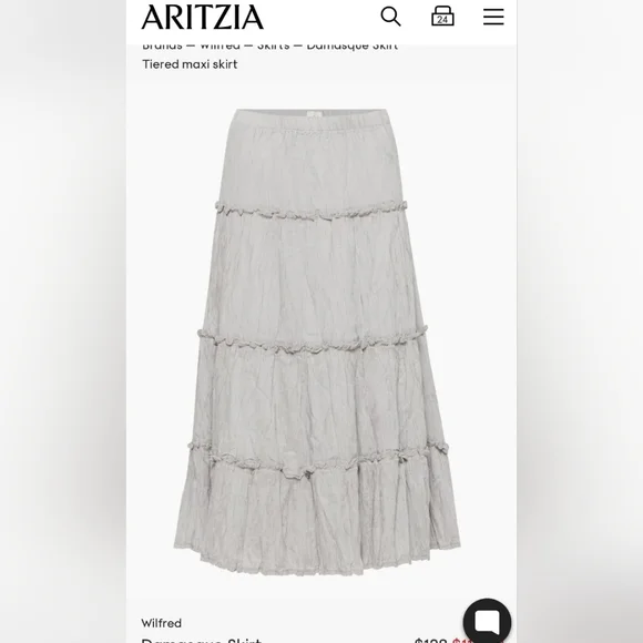 Aritzia Gray Tiered Maxi Skirt - Picture 1 of 7